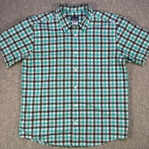 Patagonia Organic Cotton Plaid Button Up Shirt Mens Large Short Sleeve